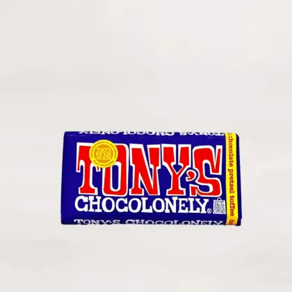 Tony's Chocolonely Dark Milk Pretzel Toffee Chocolate (purply blue)